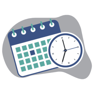 Illustration of a calendar and clock showing how Furfolk lets you schedule pet sitting and dog walking visits